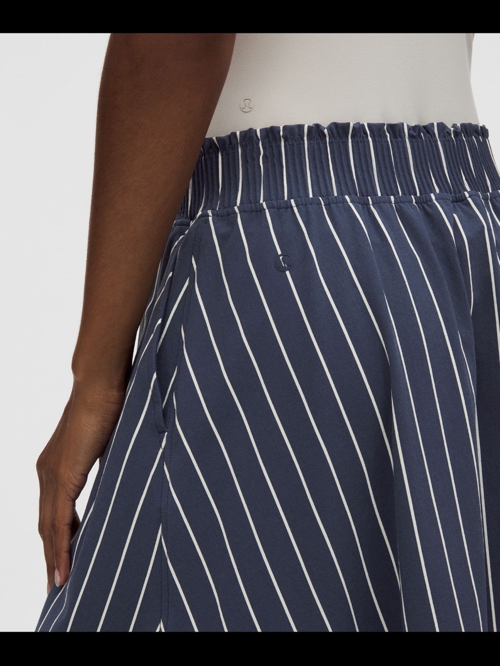 lululemon athletica Navy and White Pinstripe Midi Skirt - Picture 4 of 5